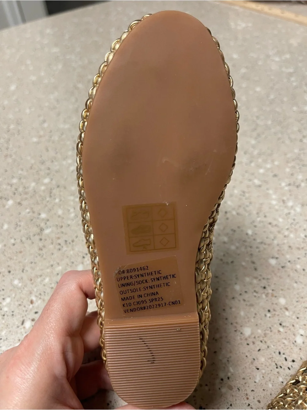 Crewcuts New Girls' Basketweave Ballet Flats Size 10 in Metallic Honey w/Strap
